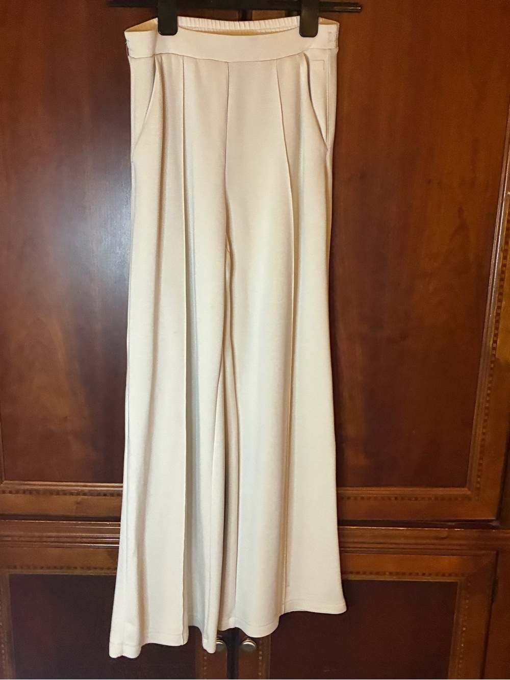 VSX Cream Wide-Leg Track Pants with Front Pleats